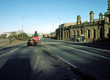 Sheaf Street with Midland Station right and Park Hill Flats in the background