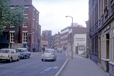 General view of Campo Lane looking towards the junction with Paradise Street (right)