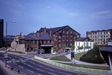 Terminal and Straddle Warehouse and other properties, Canal Basin from Park Square roundabout