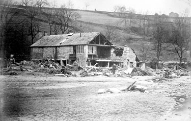 Sheffield Flood, remains of F. Shaw and Co., Wire Drawers, Damflask Wire Mill, River Loxley