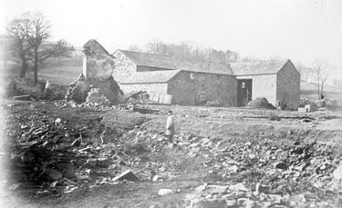 Sheffield Flood, Remains of Trickett's Farm belonging to James Trickett, at the junction of Rivers Rivelin and Loxley, household of eleven people washed away and drowned