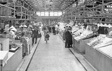Fish stalls in Castle Hill Market, opened 9th May 1930
