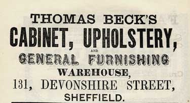 Thomas Beck, cabinet, upholstery and general furnishing warehouse, No. 131 Devonshire Street