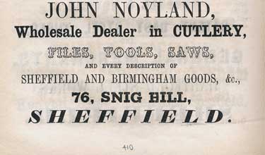 John Noyland, cutlery dealer, No. 76 Snig Hill