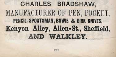 Charles Bradshaw, pen, pocket and knife manufacturer, Kenyon Allen, Allen Street