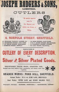 Joseph Rodgers and Sons Ltd., cutlers, No. 6 Norfolk Street