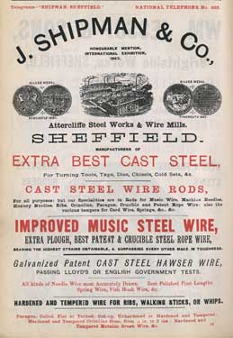 J. Shipman and Co., wire and steel manufacturer, Attercliffe Steel Works and Wire Mills, Attercliffe Road
