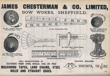 James Chesterman and Co. Ltd., merchants and manufacturer of patent measuring tapes etc., Bow Works, Pomona Street