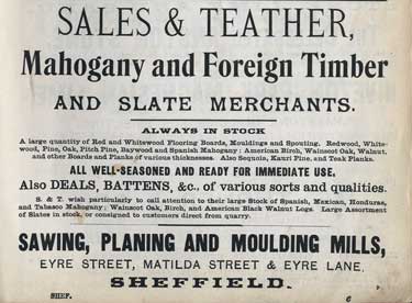 Sales and Teather, timber and slate merchants, Eyre Street; Matilda Street and Eyre Lane