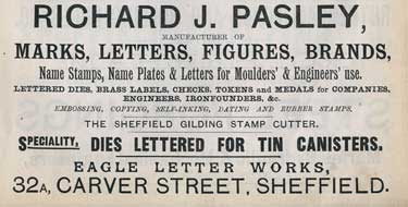 Richard J. Pasley, mark maker etc., Eagle Letter Works, No. 32A, Carver Street