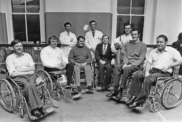 Paraplegic Commonwealth Games team for New Zealand 1974 from Lodge Moor Hospital