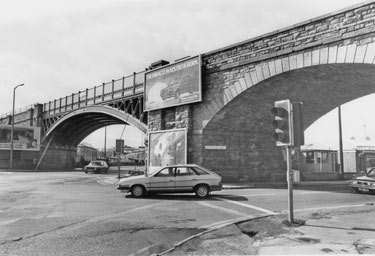 Attercliffe Road Railway Bridge part of Norfolk Midland Railway Viaduct spanning Sutherland Street (right)