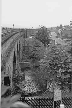 View from Norfolk Midland Railway Viaduct over the River Don taken from just outside Attercliffe Road Station looking towards Princess Street