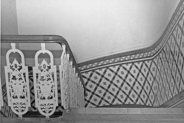 Staircase showing Sheffield Coat of Arms, Attercliffe Road Swimming Baths, Nos. 870 - 872 Attercliffe Road