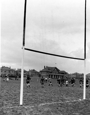 Rugby match on Sheffield University playing fields, Northumberland Road