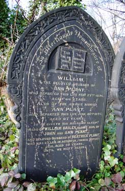 Wardsend Cemetery - memorial to William Bailey Plant, killed in action in France, 15 Sep 1916 (aged 39) 