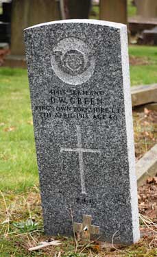 Memorial to Sergeant (41413) David William Green, King's Own Yorkshire Light Infantry, 7 Apr 1918, aged 40, Abbey Lane Cemetery