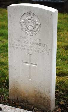 Memorial to Private (899280) Thomas Ronald Duckenfield, Royal Army Ordnance Corps, 22 Nov 1942, aged 25, Abbey Lane Cemetery