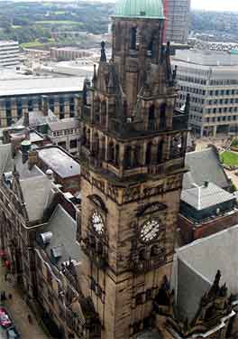 Aerial view of Town Hall clock tower