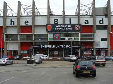 Main entrance and car park at Sheffield United FC, Cherry Street