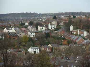 View from top of Meersbrook Park of housing on Meersbrook Bank 