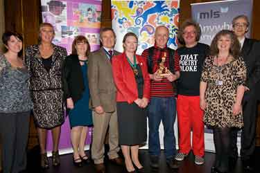 Authors at the Sheffield Children's Book Award showing Lord Mayor, Councillor Vickie Priestley (5th left) and Lord Mayor's Consort, Mr. Priestley (4th left)  