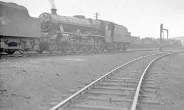 A Stanier Jubilee no. 45575 'Madras' passenger express locomotive at Grimesthorpe Engine Sheds