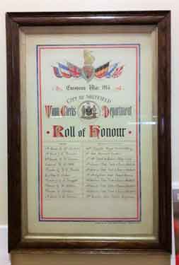 City of Sheffield Town Clerk's Department, roll of honour