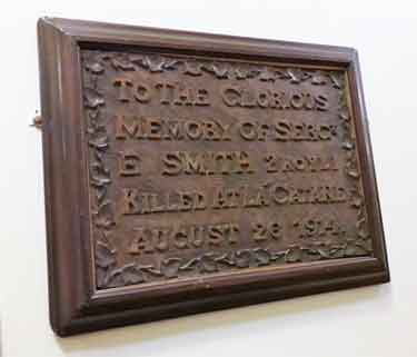 To the glorious memory of Sergeant E. Smith, 2 KOYLI, killed at La Catane, August 26 1914