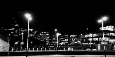 Night time cityscape from Sheffield Midland station
