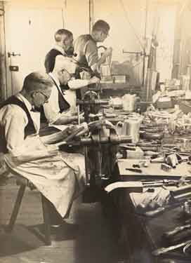 F. Drury (Silversmiths) Ltd. - a family business employing three generations of Drurys - Frank and grandfather Frank senior are pictured at the back of this picture