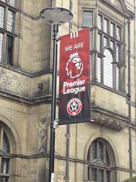 Celebrations for Sheffield United Football Club being promoted to the premier league