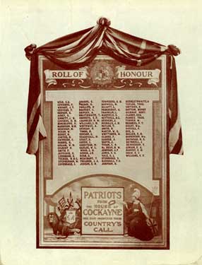 T. B. and W. Cockayne, department store, Nos. 1 - 13 Angel Street - World War One roll of honour