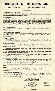 Official bulletin issued after air raid (Sheffield blitz)