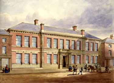 Dispensary Hospital (probably Flockton's unsuccessful design for the rebuilding of the Public Hospital in West Street, Sheffield in 1858)