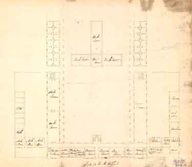 Plan of a proposed workhouse for Sheffield, between Broad Lane and Trippett Lane, c. 1791