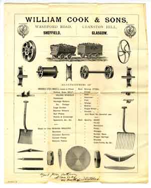 William Cook and Sons, Glasgow Steel and File Works, Washford Road, Sheffield - illustrated list of products, c. 1890