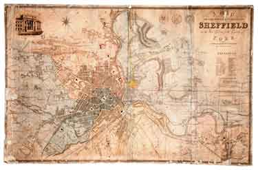 Map of the town and environs of Sheffield by J. Tayler