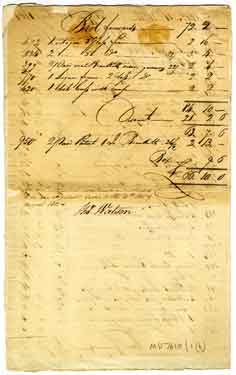Page 2 of invoice or accounts annexed to the affidavit - Michael Walton, late of Liverpool, Lancashire, now of Baltimore, America indebted to Thomas Watson & Thomas Bradbury of Watson & Co, Mulberry Street, Sheffield (Silverplaters)