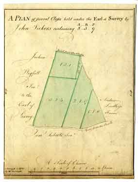 A plan of several closes held under the Earl of Surrey by John Vickers