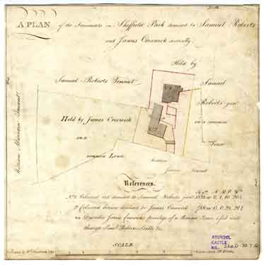 Plan of the tenements in Sheffield Park demised to Samuel Roberts and James Creswick severally