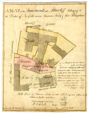 A map of the tenements at Attercliffe belonging to the Duke of Norfolk held by Thomas Sorby and George Blagdin, [1792]