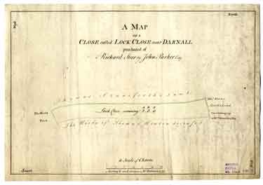 A map of a close called Lock Close near Darnall purchased of Richard Steel by John Parker, esquire