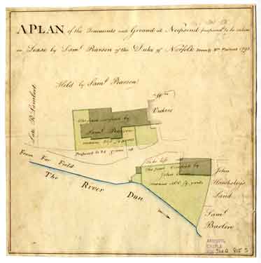 Plan of tenements and ground at Neepsend proposed to be taken on lease by Saml., Pearson of the Duke of Norfolk