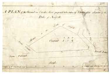 Plan of the Ground on Crooks Moor [Crookesmoor] proposed to be taken by Whittington Sowter of the Duke of Norfolk