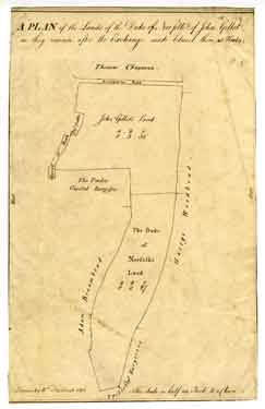 Plan of the Lands of the Duke of Norfolk and of John Gillot as they remain after the Exchange made betwixt them (at Heely [Heeley])