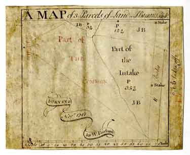 Map of 3 parcels of land in J. Barnards's possession