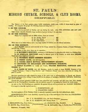 St. Paul's Mission Church, Schools and Club Room - handbill about the church and its work