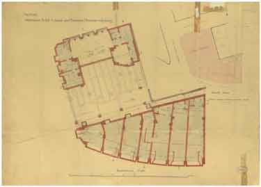Salvation Army Citadel and business premises adjoining, Pinstone Street and Cross Burgess Street - basement plan (with block plan)