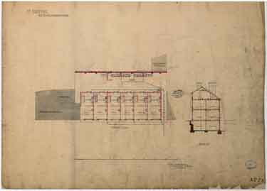 Ground floor plan (and elevation) of shops in Hereford Street for Thomas Rowbotham